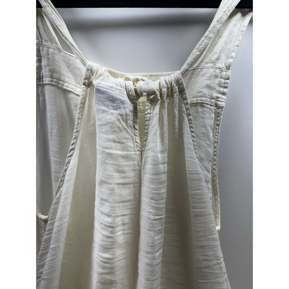 Haute Hippie Style Jumpsuit Sz M Ivory Linen Blend Romper Wide Leg Pockets - Picture 3 of 12